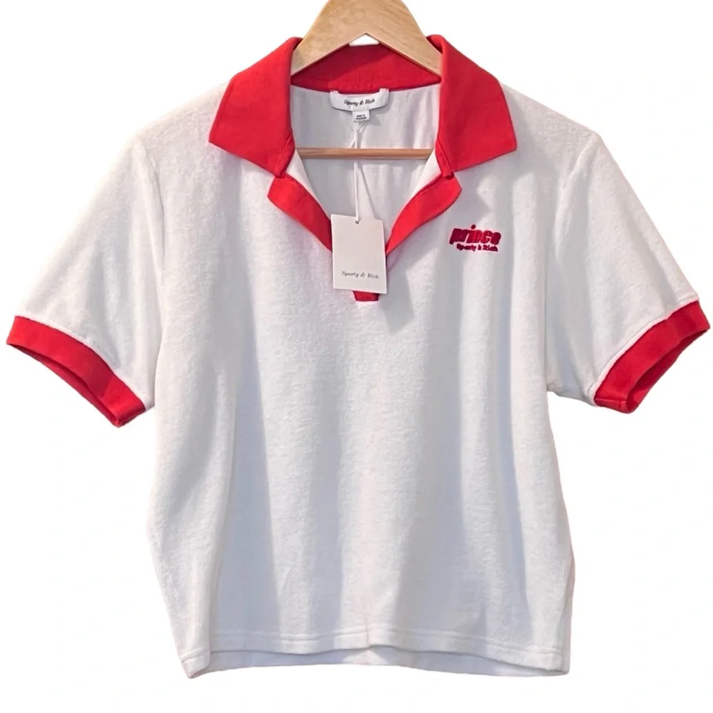 Sporty & Rich X Prince Sporty Terry Cotton Polo Sz M - Picture 5 of 13